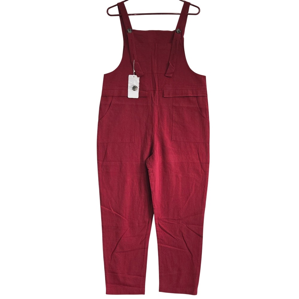 Yesno Womens Cotton Overalls Burgundy Red Jumpsuit Bib Pants Size S PV9WINES